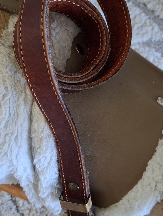 Holland  Vintage 90\' Rare Burgundy Leather Belt, Size 32, Rustic Brass Buckle. main image 3